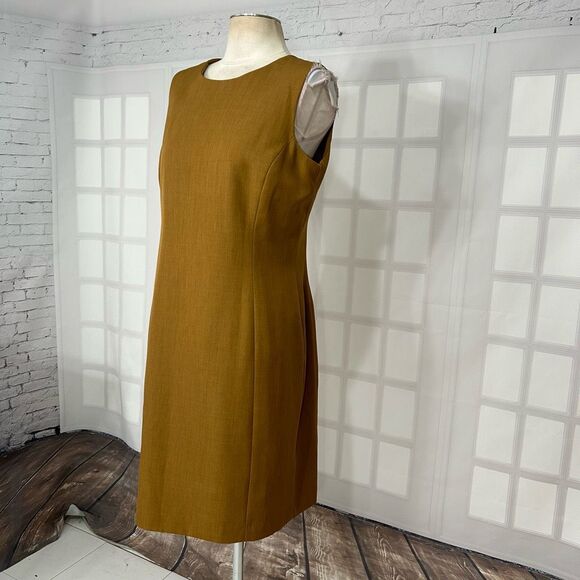 Pret a Porter Suits camel Brown sleeveless Sheath Dress Size 12 - Picture 3 of 8
